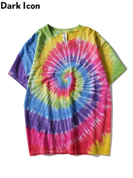 Paisley Tie Dye T-shirt Hommes D'été Col Rond Hiphop T-shirts Coton Casual Tee Shirts 210603