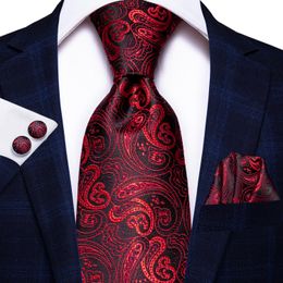 Paisley Wine Red 100 Silk Mens Tie Colties 8,5 cm TIES POUR HOMMES FORMAL BUSINESS MARIAGE Qualité Gravatas