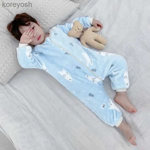 Pijamas de flanela de inverno para crianças de 1 a 5 anos, sacos de dormir, macacões para meninos e meninas, ternos de uma peça para uso doméstico L231109