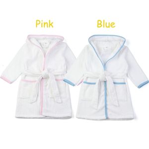 Pijamas 100 Algodón Blanco Terry Toallas Albornoces Con Cordón Unisex Niños Niñas Ropa de Dormir Niños Baño Conjuntos 230224