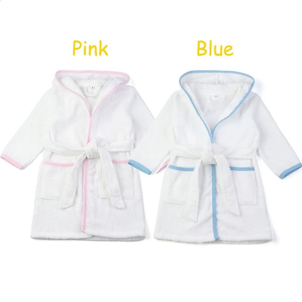 Pyjamas 100 coton blanc éponge peignoirs avec cordon unisexe enfants vêtements de nuit pour filles garçons Bathroon ensembles 231118