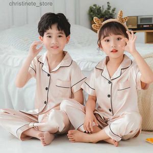 Pyjama's 100 Satijnen pyjama's voor 3 tot 14 jaar Kinderpyjama's Katoenen nachtkleding voor kinderen Baby Homewear Nachtpakken Zijden pyjamasets voor jongens