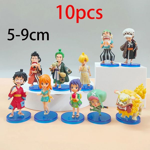 Pyjamas 10 pièces, figurines de dessin animé Luffy Sanji Nami Zoro Chopper Frank Robin, modèle d'action en PVC, poupées pour enfants, jouets cadeaux 231127