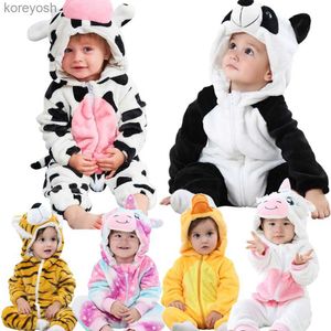 Pyjamas 2022 hiver nouveau-né bébé vêtements Ropa Bebe renard vache pyjamas garçon barboteuses enfants Panda Costume pour fille infantile combinaison 3 9 12 mois L231109