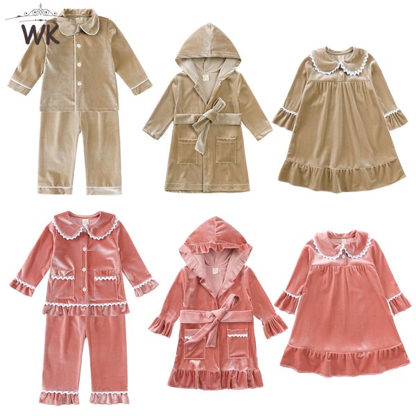 Pyjamas 2023 Style Noël Enfants Bébé Garçons Filles Bouton Velours Pyjama Famille Assorti Festival Pyjamas Enfants Cardigans À Capuchon Manteaux 230906