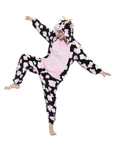 Pyjama Volwassen Kigurumi Koe Onesies Flanel Schattige Dieren Pyjama Sets Kinderen Winter Nachtkleding Anime Kostuums Pyjama Nachtkleding Homewear 230614