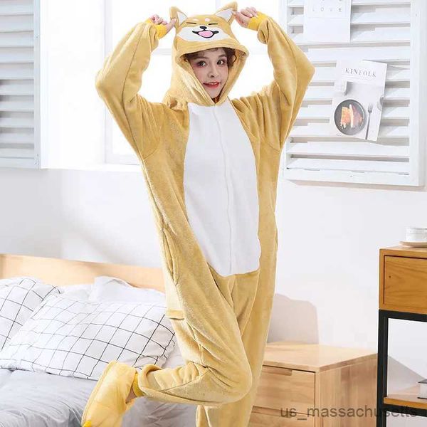 Pyjamas Akita chien Onesies Kigurumis fille Onesie mignon Animal dessin animé Shiba inu ensemble hiver chaud doux flanelle costume maison vêtements de nuit