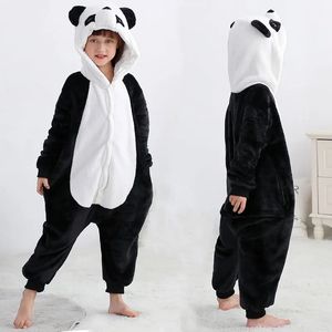 Pijamas Animal Panda Onesie Kigurumi Pijamas para niños Tigre Disfraces de unicornio Bebé niño niña Mono Franela Monos de invierno para niños 231101