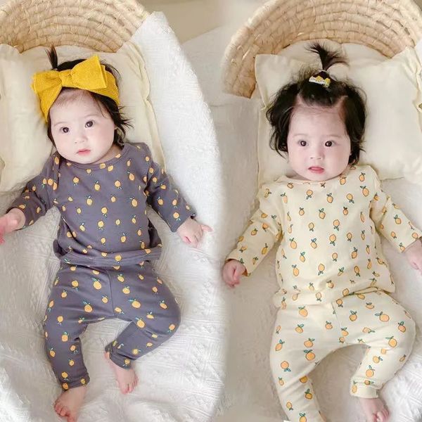Pyjamas automne pour enfants pour enfants coréens de garçons décontractés vêtements filles vêtements bébé enfants pyjamas 2 pièces de vêtements de salon ensemble pour 3 6 9 12 18m 231117