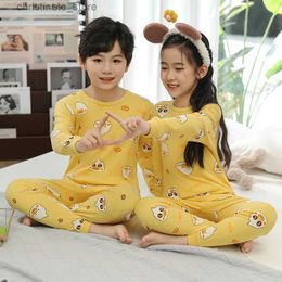 Pyjama Herfst Katoen Pijama Infantil Lange Mouw Baby Meisje Kleding Pak Cartoon Kinderkleding Kinderpyjama Peuter Jongens Nachtkleding R231214