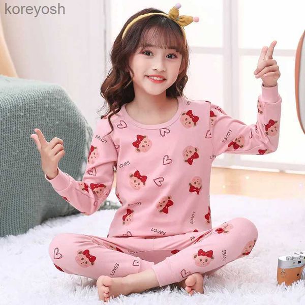 Pijamas Otoño Niña Niños Pijamas Conjuntos Ropa para niños Traje Tops + Pantalones Ropa de dormir Algodón Dibujos animados Gato Pijamas Niños Pijamas NightwearL231109