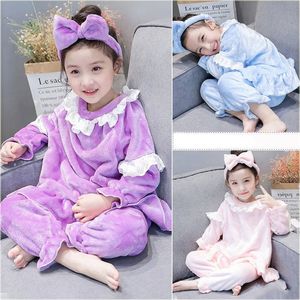 Pyjamas Automne Filles Mignon Ensembles Hiver Petite Fille Corail Polaire Homewear Bébé Flanelle À Manches Longues Princesse Enfants Tenues 230106