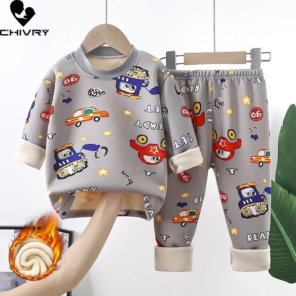 Pajamas Autumn hiver enfants épaissis pyjamas chauds pour bébés garçons filles dessin animé à manches longues pyjamas