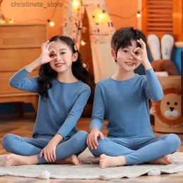 Pyjamas Automne Hiver Sous-Vêtement Thermique Costume Filles Vêtements Ensembles Garçons Pyjama Ensembles Bébé Aucune Trace Vêtements De Nuit Chauds Couleurs Bonbons Vêtements Pour Enfants R231214