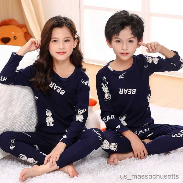 Pijamas Ropa para bebés y niños Conjuntos de pijamas para niñas adolescentes Pijamas de otoño de algodón de manga larga para adolescentes Pijamas para niños Ropa de casa