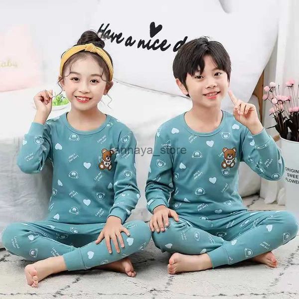Pijamas Pijamas para bebés y niños Otoño Ropa de manga larga para niños Ropa de dormir Pijama para adolescentes Conjuntos de pijamas de algodón para niños 6 8 10 12 14 años L2311