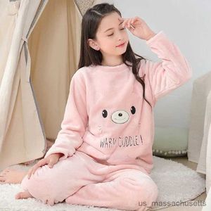 Pyjamas bébé garçons pyjamas ensemble flanelle à manches longues vêtements pour enfants adolescents vêtements de sommeil chaud pyjamas d'ours mignon pour les enfants 8 10 12 14 16 ans