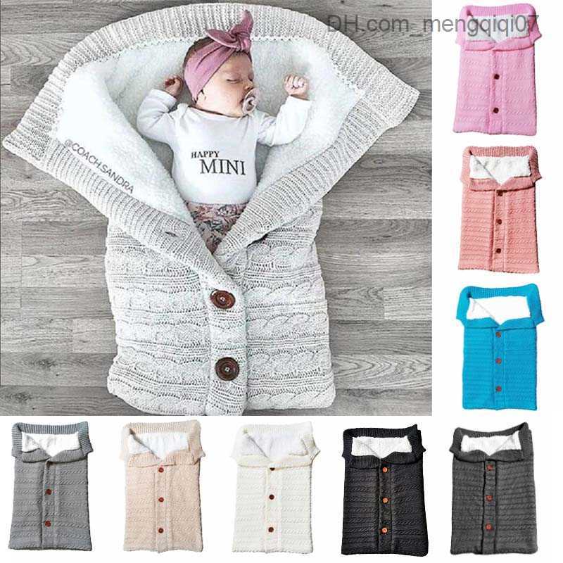 Pajamas Baby button knitted wiper packaging for newborns babies winter warm sleeping bags baby felt Z230810