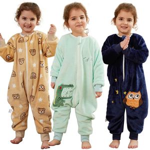 Pyjama's Baby Cartoon Split-legged Sleepsacks Cartoon Kinderpyjama's Peuter Onesie Kindernachtkleding Fleece Babyslaapzak Jumpsuit 231101