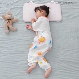 Pyjamas bébé coton anti-kick kick quilt Sleep pour enfants Sac de sommeil gaussien à double couche d'été pour les nourrissons à manches courtes à manches divisées Z230811