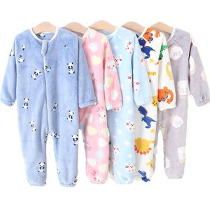 Pyjama's baby voor jongens dikke warme pyjama herfst kinderen flanel onesies jumpsuits winter kinderen cartoon deken slaapkleding 220922