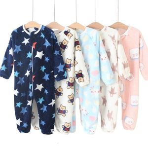 Pyjama Baby voor jongens meisjes dikke warme pyjama herfst kinderen flanel oneies jumpsuits winter kinderen cartoon deken slaapkleding 221125