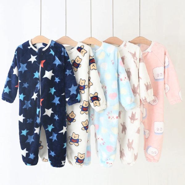 Pijamas bebé para niños niñas grueso pijama cálido otoño niños franela onesies monos invierno niños dibujos animados manta ropa de dormir 231120