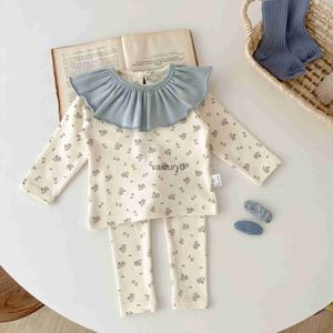 Pijamas Conjunto de ropa para bebé niña Conjunto de ropa con estampado de flores Top + Pantalón + Babero 3 piezas Pijama para niños pequeños Ropa de dormir ld Ropa de dormir Body para niños 6M-5Yvaiduryb