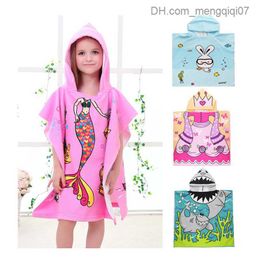 Pyjama's babymeisjes 'hoodie Terry Beach Towel Toddler Boys' Bathrobe Cartoon Mermaid Roze Swimwear Kleding Badtas Kinderavondjurk Z230818