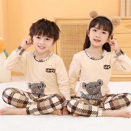 Pijamas Bebé Niños Conjuntos Algodón Niños Ropa de dormir Traje Otoño Niñas Pijamas de manga larga Tops Pantalones 2 piezas Ropa para niños 220922