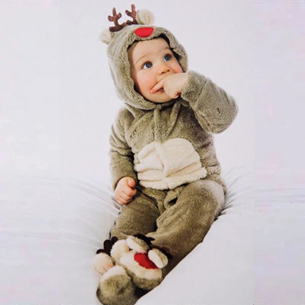 Pyjamas bébé pyjamas automne et hiver petit wapiti corail velours infantile Creeper vêtements 01 an 231122