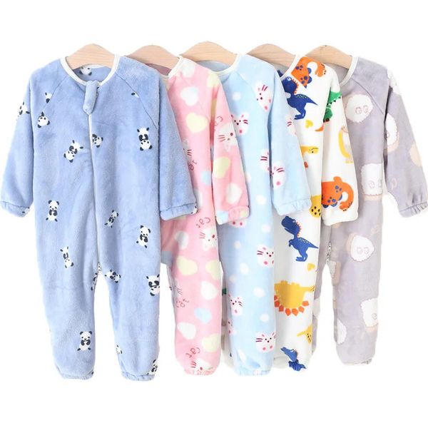Pijamas Pijamas de bebé para niños niñas pijama grueso y cálido otoño niños franela monos monos invierno niños manta de dibujos animados ropa de dormir 231113