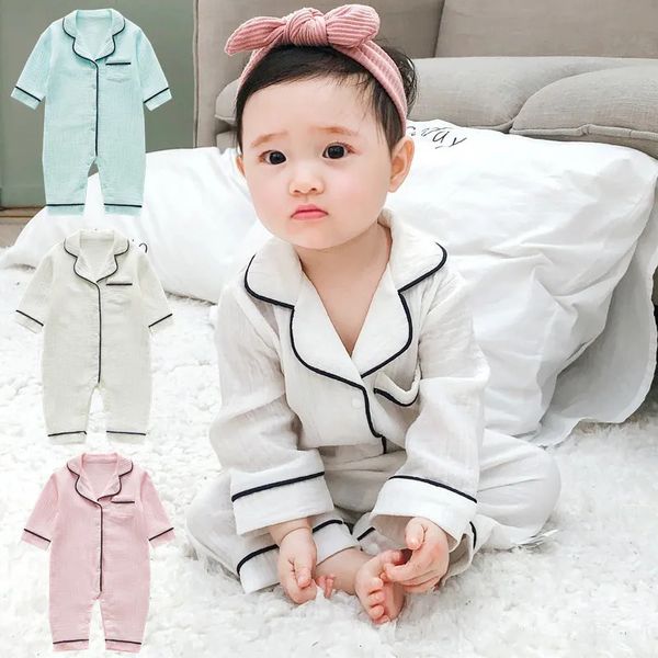 Pijamas Mamelucos para bebés Niños Niñas Mantas Pijamas Ins Pijamas 100% algodón orgánico Mono con botones de manga larga Mono nacido 231120