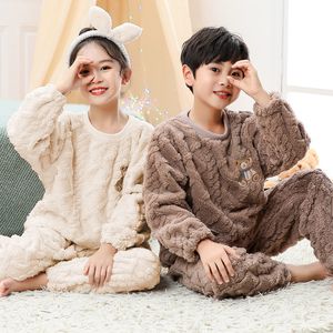 Pijamas Big Girls Boys Otoño Invierno manga larga cálido conjunto de franela Animal lindo niños ropa de dormir niños Navidad 221125