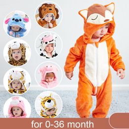 Pyjama Born Baby Boy Kleding Animal Cartoon Hooded Jumpsuits Winter Onesies Kids Nachtkleding Meisje Pyjama 230724