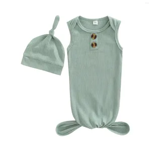 Pyjama's geboren babyjongens meisjes hoed set zachte viscose baby slaper slaapjurk met wanten met lange mouw lichaam