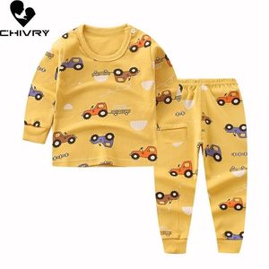 Pijamas nacidos Niños Niños Niñas Conjuntos de pijamas Dibujos animados Casual Manga larga Camiseta linda Tops con pantalones Niño Bebé Otoño Ropa de dormir 220909