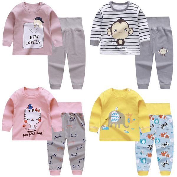 Pyjamas nés enfants garçons filles pyjama ensembles dessin animé à manches longues mignon t-shirt hauts avec pantalon enfant en bas âge bébé automne vêtements de couchage 230509