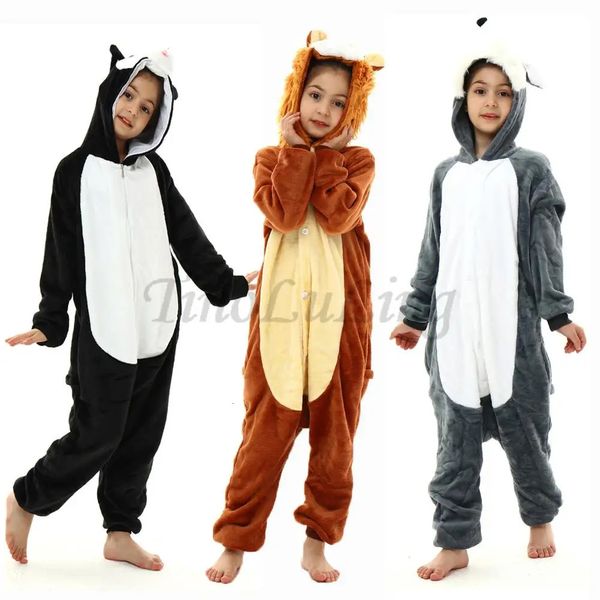 Pyjama garçon polaire Onesie enfants Pijama doux Inverno Menino Onesie enfants Kigurimi Pijama polaire Infantil Halloween Lion loup Animal Costume 231026