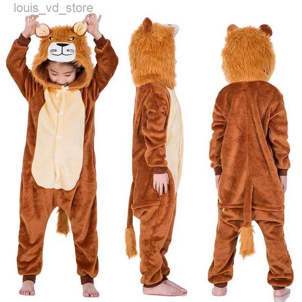 Pijamas León de dibujos animados Bebé Niños Pijamas Niñas Sudadera con capucha Franela Ropa de dormir Lindo Cosplay Pijamas Traje Onesies para niños Bebé Fiesta Body T231204