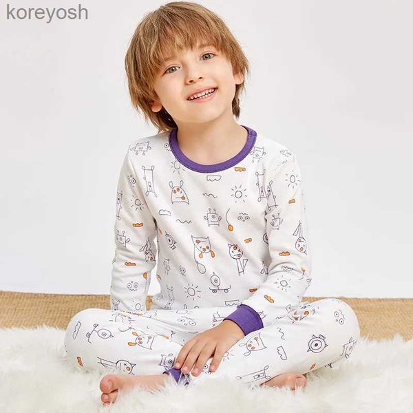 Pijamas Pijamas para niños de 3 a 14 años, pijamas de invierno de manga larga, traje para niñas, ropa de dormir de algodón para niños pequeños, pijamas para dormir L231108