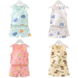 Pyjama Kinderkleding Set Zomer Jongens Meisjes Cartoon Dunne Stijl Mouwloos Vest Shorts Baby 230601