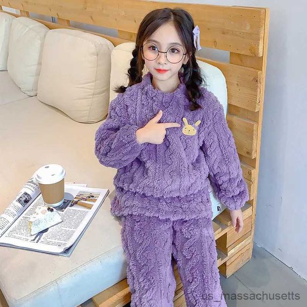 Pijamas Niños Pijamas Conjuntos Invierno Niños Franela Ropa de dormir Terciopelo Niñas Espesado Hogar Ropa de noche Traje Adolescente Pijama Ropa 3-12 R231108