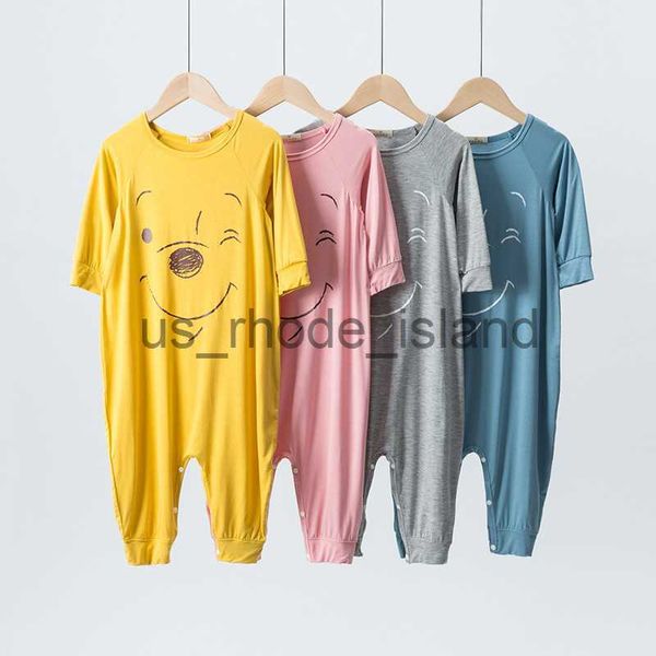 Pijamas Pijamas para niños Verano Modal Algodón Bebé Niños y niñas Oso de dibujos animados Diseño Delgado Media manga Mono Niños Ropa para el hogar LC187 x0721