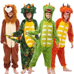 Pyjama's Kinderpyjama's Dinosauruspyjama Dierenkigurumi Panda-kostuum Cartoon Anime Cosplaykleding voor kinderen Jongen Winter Warm Onesies 231023