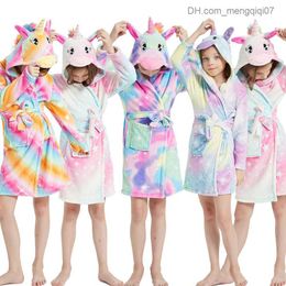 Pyjamas Kinderbadhanddoek handdoek handdoek Kinderster Unicorn Hooded Bath Tool Towel Boys and Girls 'Pyjamas Children's Pyjama's 3-12T Z230818