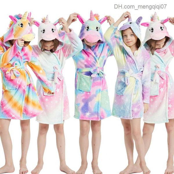 Pyjamas serviette de bain pour enfants serviette bébé serviette pour enfants star de la star de la licorne serviette de bain à caporde garçons et filles pyjamas pour enfants 3-12t Z230818
