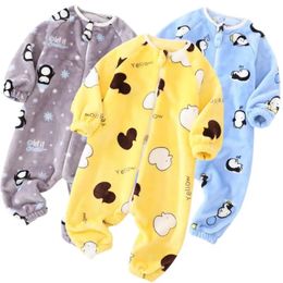Pyjama Kinderpyjama Slaapzak Winter Jongens Meisjes Flanel Jumpsuits Baby Coral Fleece Dikker Warm Casual Homewear 231120