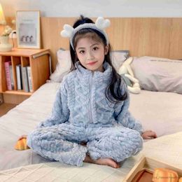 Pijamas Conjunto de Pijamas para niños Ropa de Dormir cálida de otoño e Invierno para niños, niñas, Ropa de hogar Gruesa, Conjunto de Ropa de bebé de Felpa de 2 a 12 años