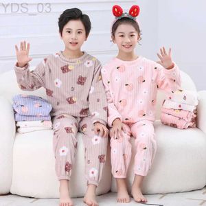 Pajamas Pajamas para niños Sets Velvet Winter Sleepwear for Kids Warm Girls Pijama Boys Nightwear 3-10 años adolescente Wear Worterzln2312222